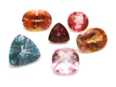 Group of faceted topaz in different colors